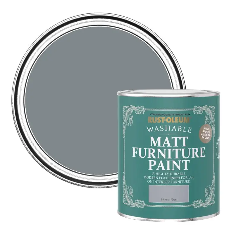 Rust Oleum Matt Furniture Paint - Mineral Grey 750Ml 1
