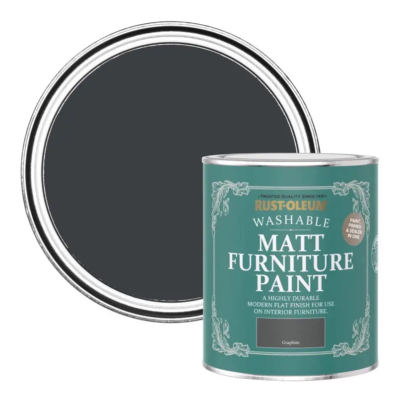 Rust Oleum Matt Furniture Paint - Graphite 750Ml 1