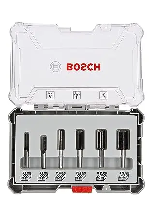 Bosch 2607017466 8Mm Shank 6Pcs Router Straight Bit Set 1