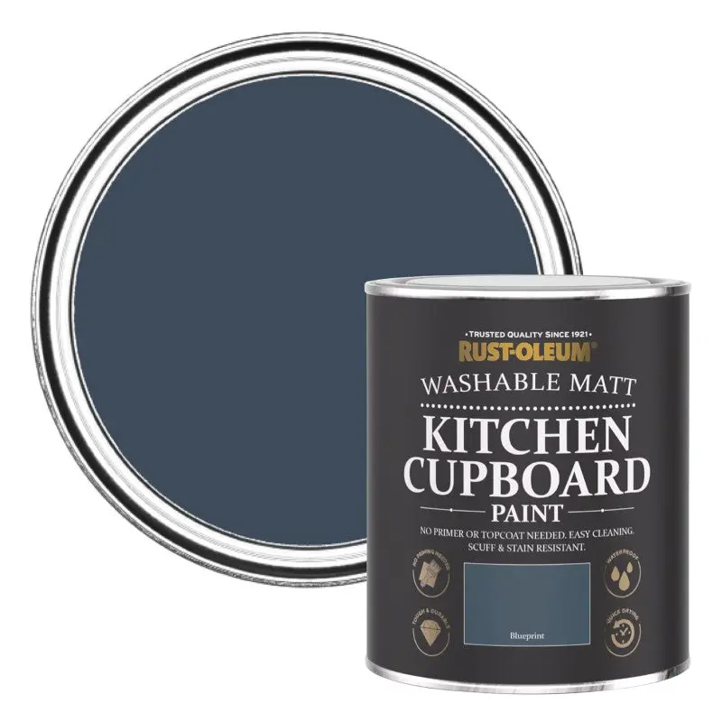 Rust Oleum Kitchen Cupboard Paint - Blue Print 750Ml 1