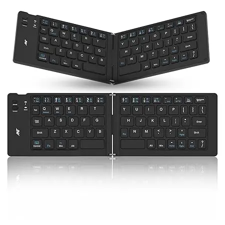 Dealsplant Ergonomic Foldable Wireless Bluetooth Keyboard Split Travel Keyboard Wireless Rechargeable Portable Wireless Keyboard Compatible With Ios Android Windows Smartphone Tablet Or Laptop-Black 1