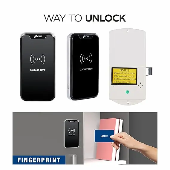 Ozone Electronic Digital Mobile App Fingerprint Password Rfid Card Furniture Lock (Black) (Rfid) 1