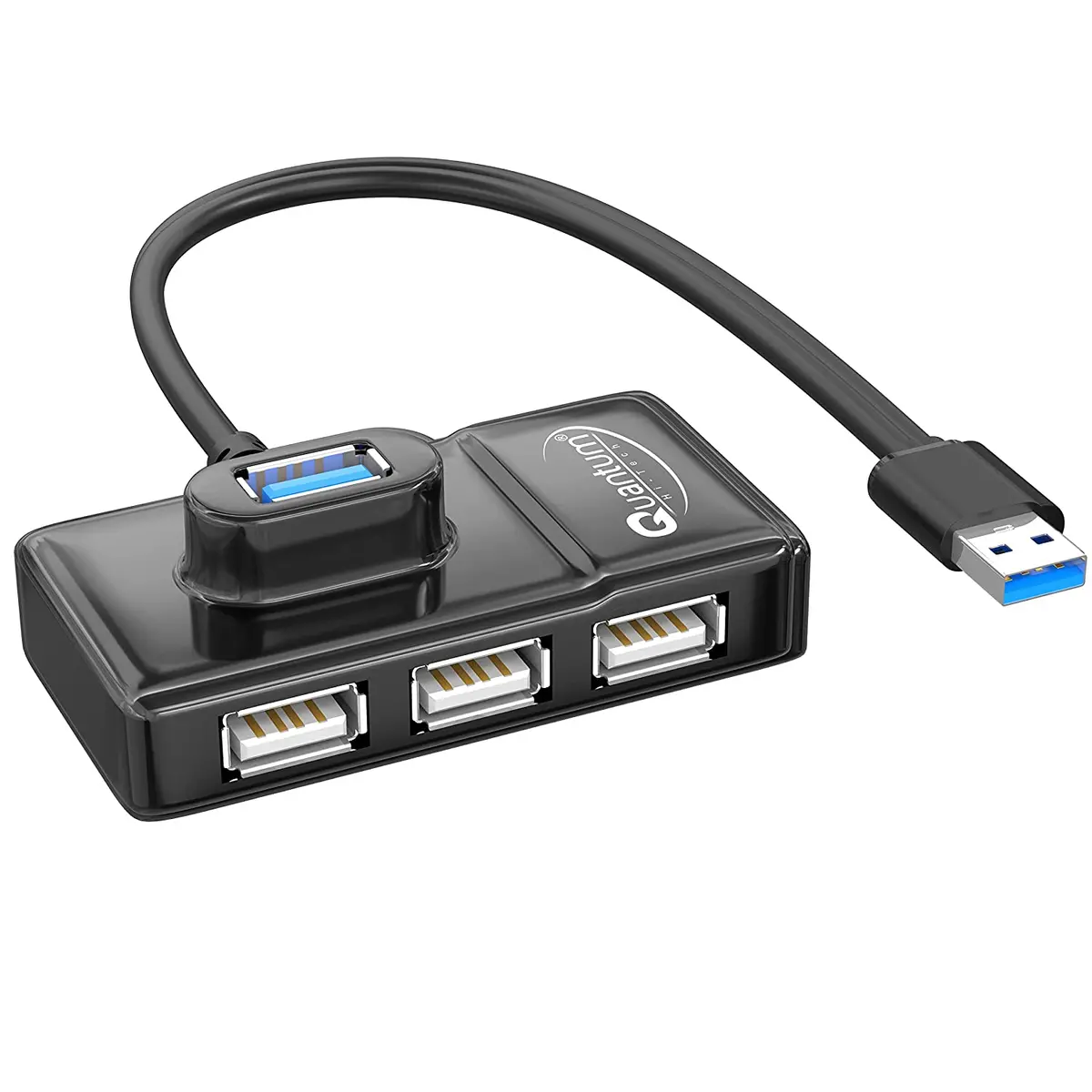 Quantum 4 Port Usb Hub (1 Port 3.0 & 3 Port 2.0) With High Speed Data Transfer, Plug Play Usage, Compatible With Laptop, Pc And Other Usb-A Devices, Qhm7532 (Black) 1