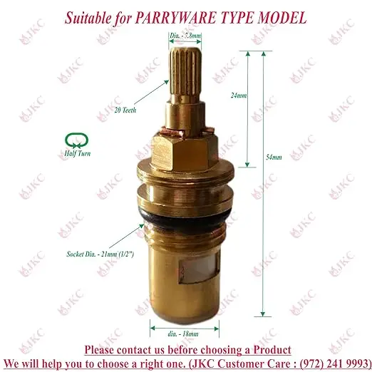 Dealsplant Parrywar Type Tap Spindle Brass Half Inch For Parryware Tap Fitting Spindle 1