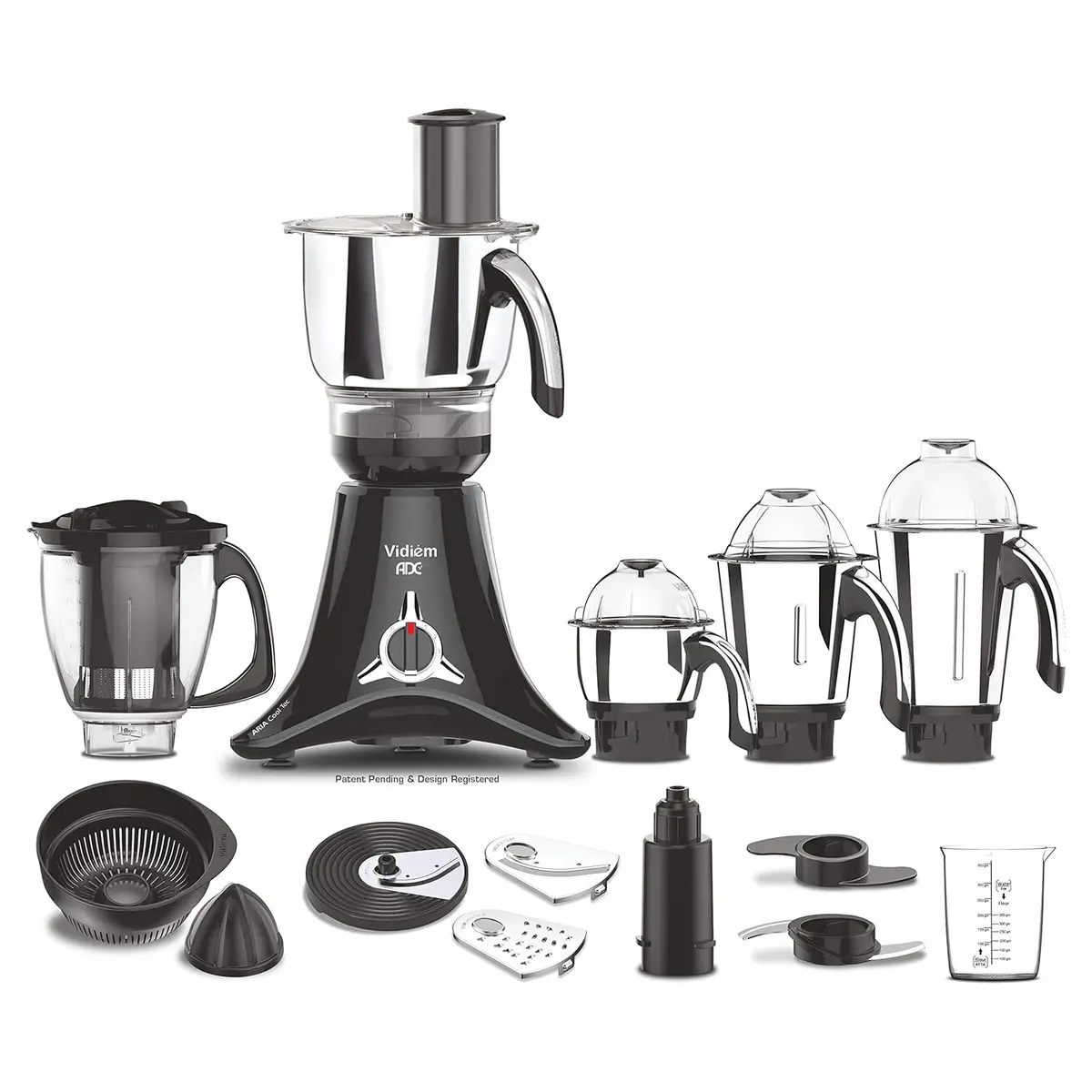 Vidiem Vstar Adc Mixer Grinder 579A | Mixer Grinder 750 Watt With 5 Jar In-1 Juicer Mixer Grinder | 5 Leakproof Jars With Self-Lock,For Wet And Dry Spices,Chutneys And Curries |Black 1