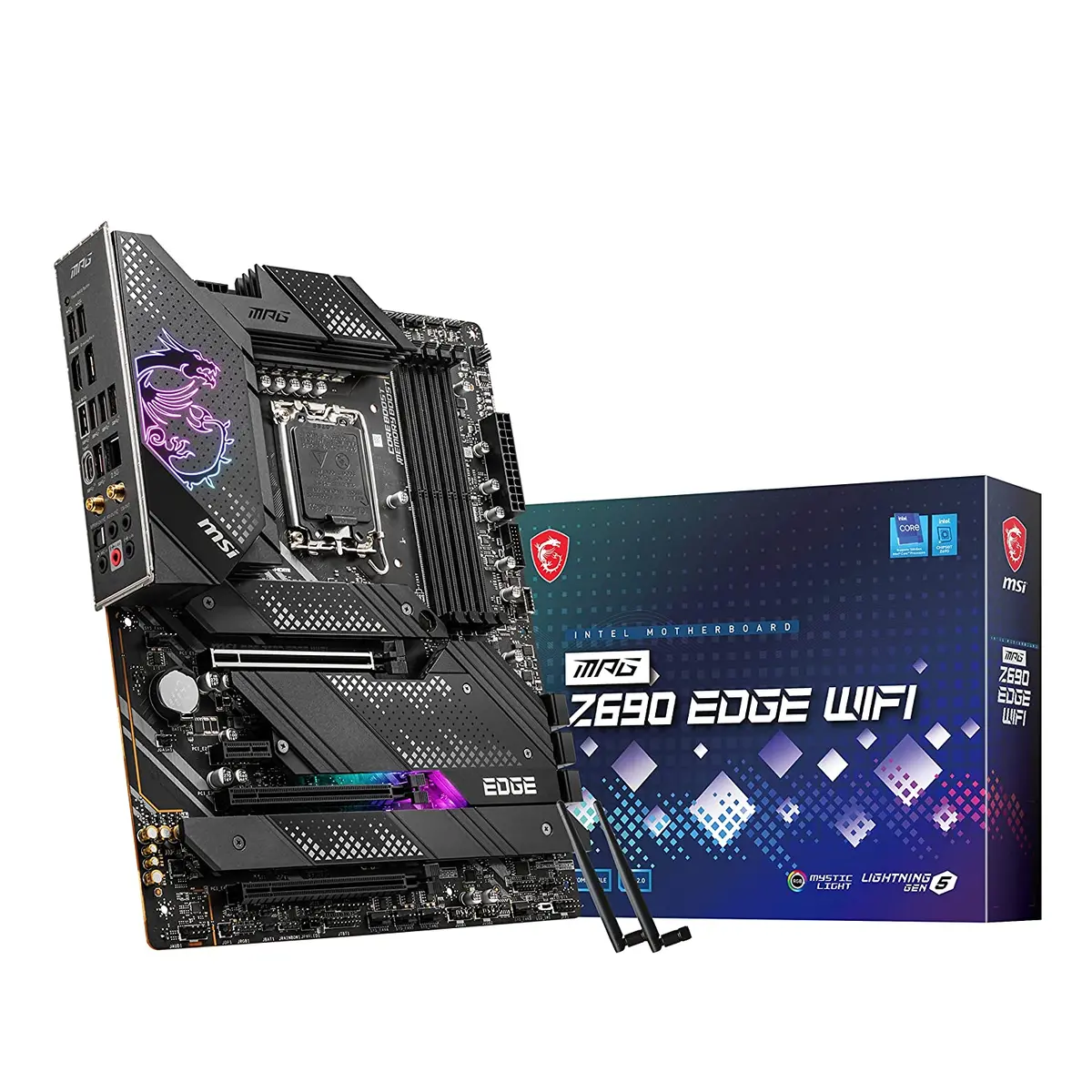 Msi Mpg Z690 Edge Wifi Motherboard Atx - Supports Intel 12Th Gen Core Processors, Lga 1700 - Mystic Light, 75A Vrm, Memory Boost (Ddr5-6400Mhz/Oc), 1 X Pcie 5.0 X16, 4 X M.2 Gen4/ X4, Wi-Fi 6E 1