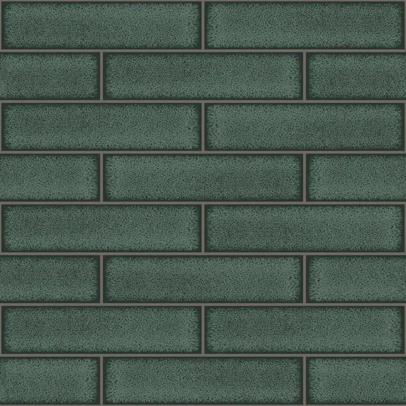 Caledon Gloss Tile Wallpaper - Emerald Sample 1