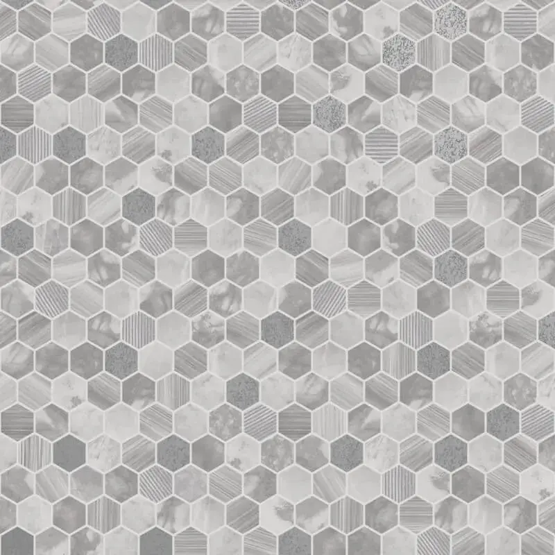 Hexara Tile Mosaic Wallpaper - Grey Sample 1