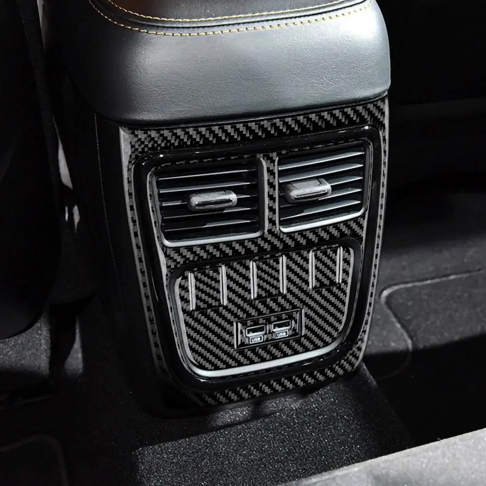 Dynacarbon™️ Carbon Fiber Rear Center Air Outlet Trim For Dodge Charger 2015-2023 1