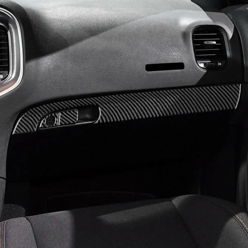 Dynacarbon™️ Carbon Fiber Co-Pilot Storage Box Frame Trim For Dodge Charger 2015-2023 1