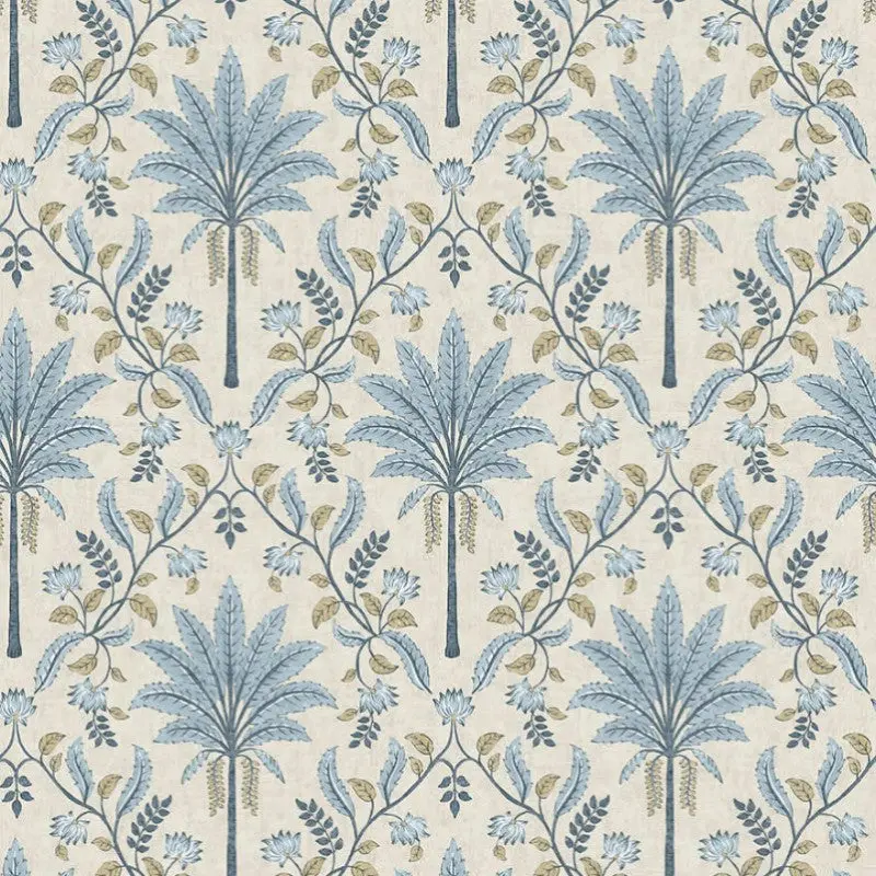 Ariara Tropical Palm Tree Wallpaper Sample - Blue 1