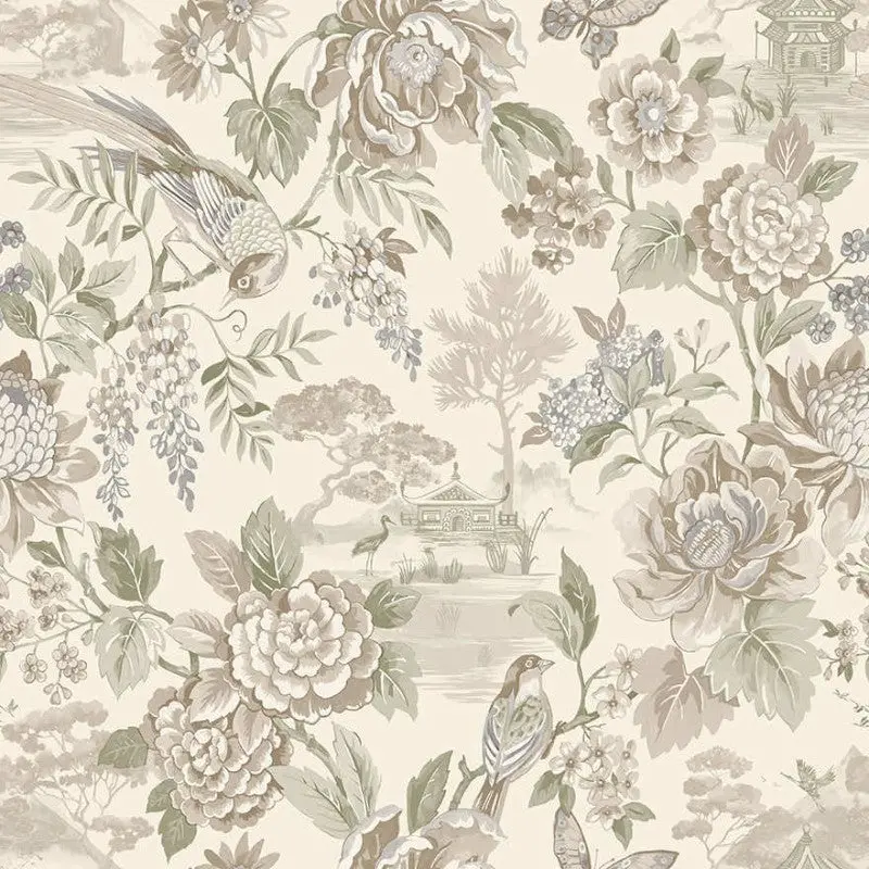 Hana Floral Blossom Wallpaper Sample - Cream 1
