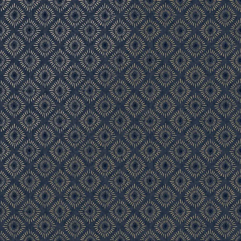 Sunstone Geometric Motif Wallpaper Sample - Navy 1
