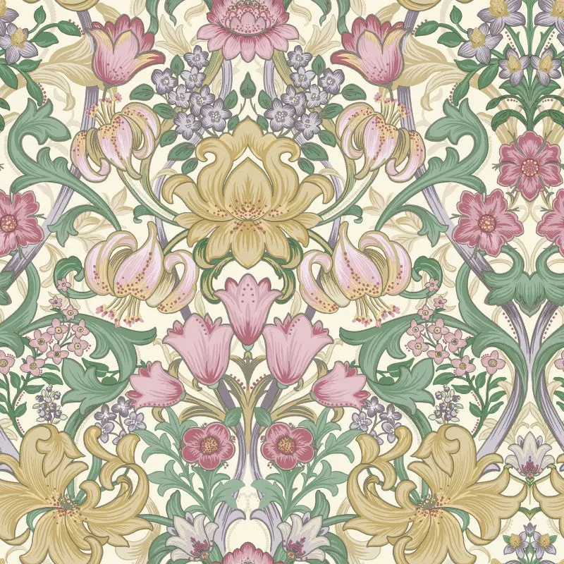 Fleurmont Ornate Floral Wallpaper Sample - Cream/Multi 1