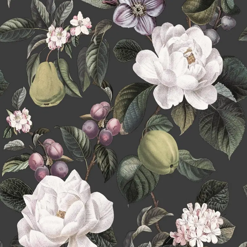 Pendula Floral Wallpaper Sample - Charcoal 1