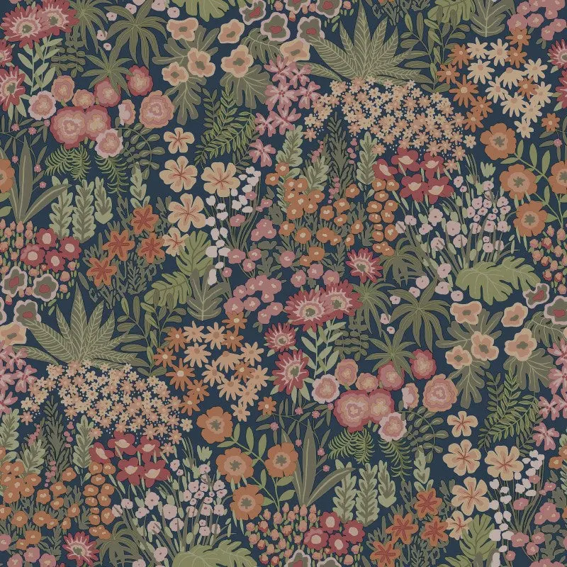 Lysandra Floral Meadow Wallpaper Sample - Navy/Multi 1