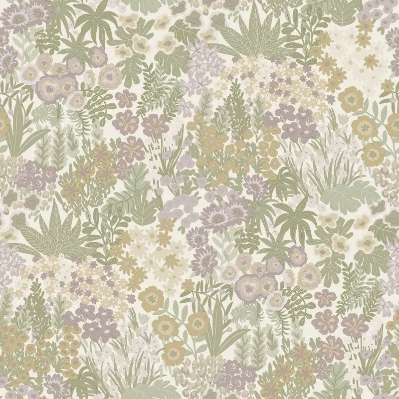 Lysandra Floral Meadow Wallpaper Sample - Cream/Heather 1