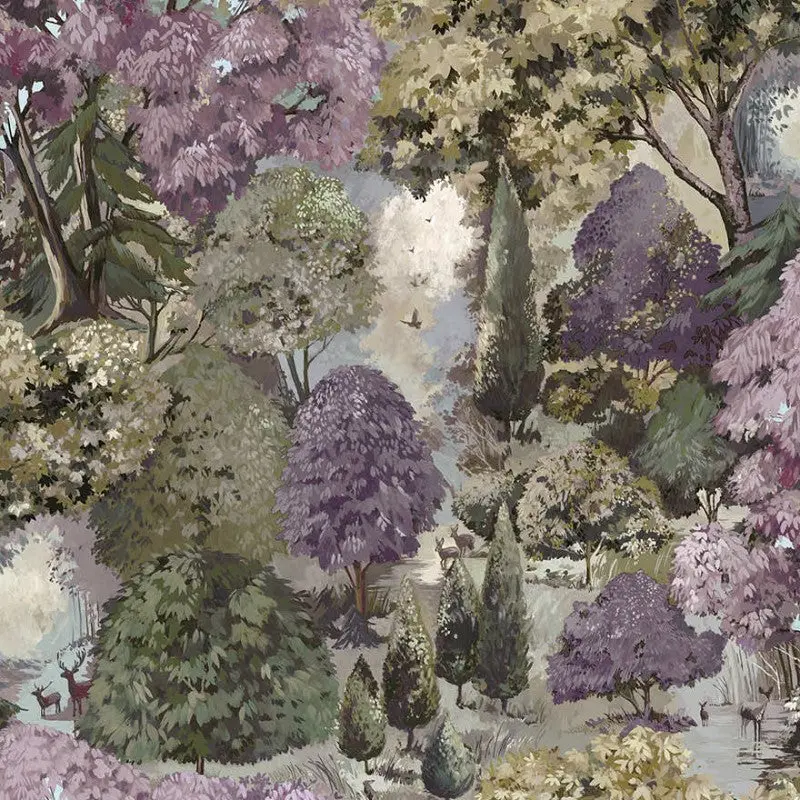 Pinecrest Wallpaper Sample - Mulberry/Green 1