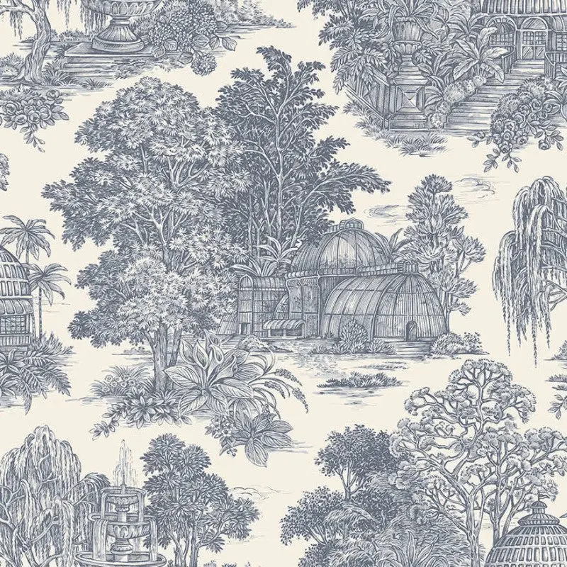 Blenheim Garden Vintage Wallpaper Sample - Blue 1