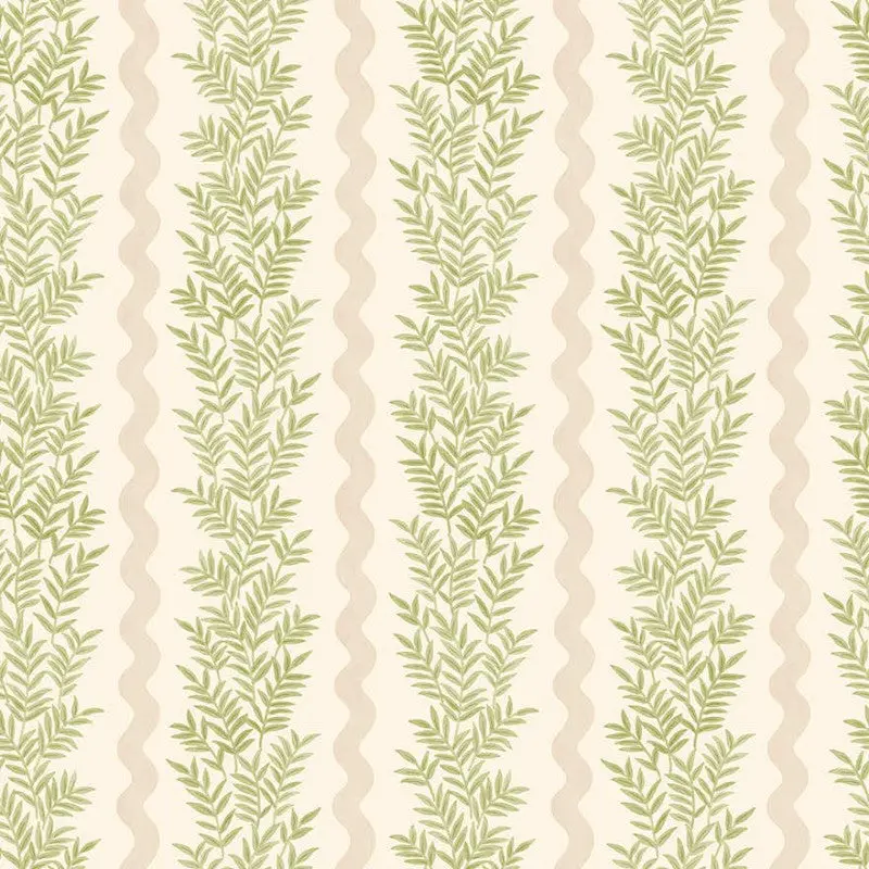 Pipkin Stripe Leaf Wallpaper Sample - Cream/Blush 1