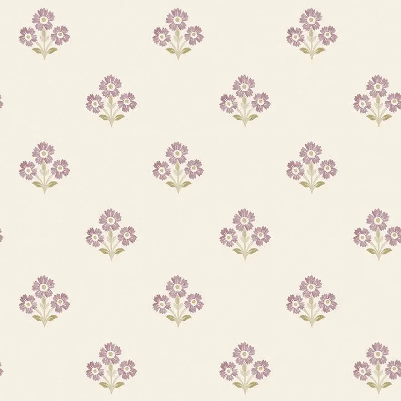 Isadora Floral Motif Wallpaper Sample - Neutral/Mulberry 1