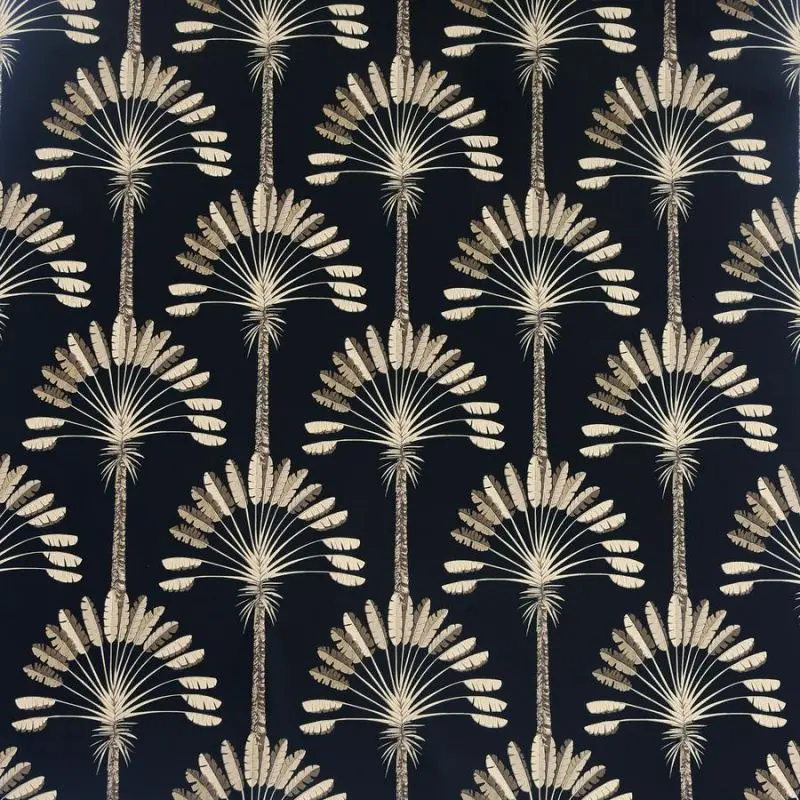 Printed Palm Palace Black And Gold Wallpaper 1
