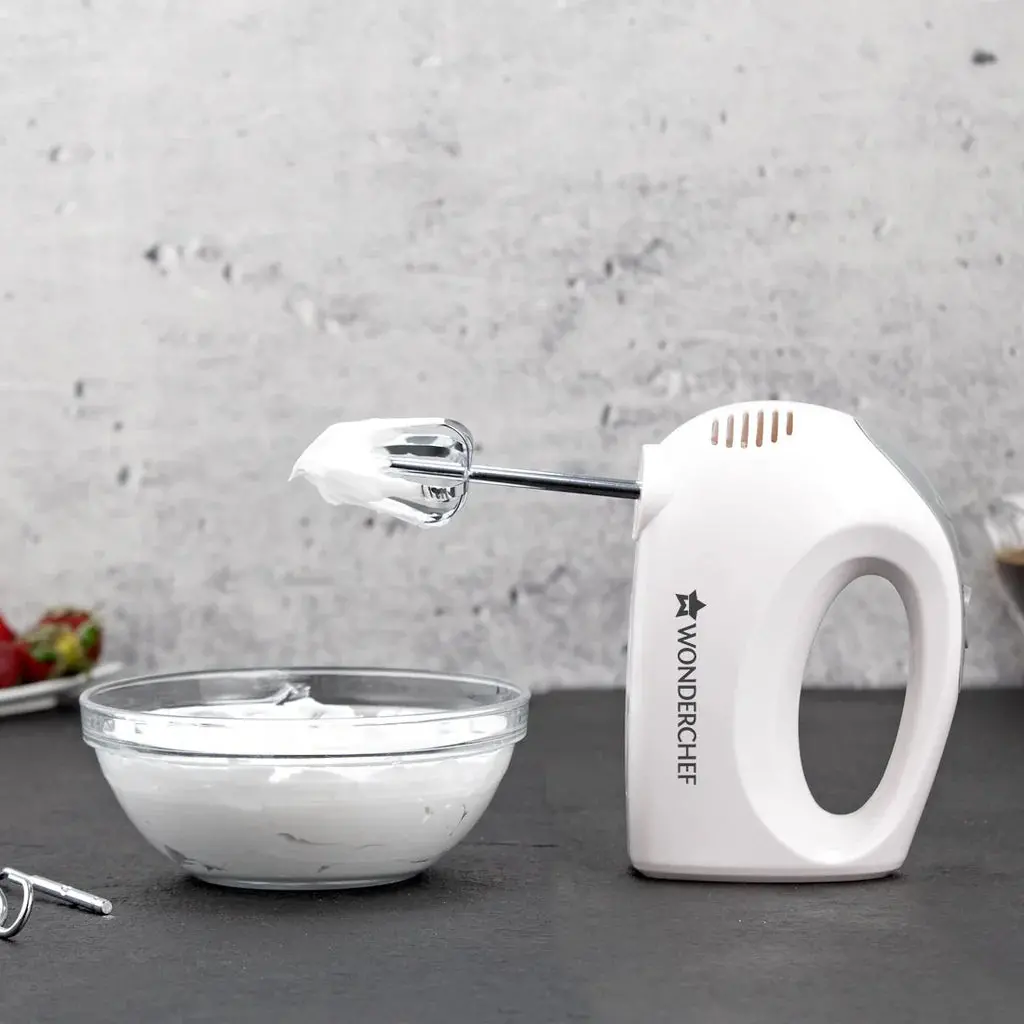 Wonderchef Ultima Plus Hand Mixer, 200W, 5 Speed Setting, Stainless Steel Beater And Kneading Hooks, 2 Years Warranty, White 1