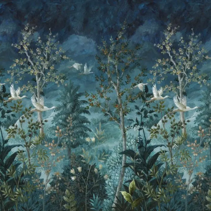 Midnight Canopy Mural Wallpaper Blue 1