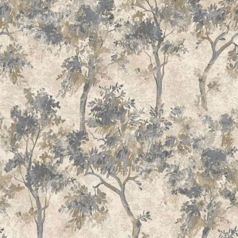 Tipu Tree Wallpaper Indigo Blue Sample 1