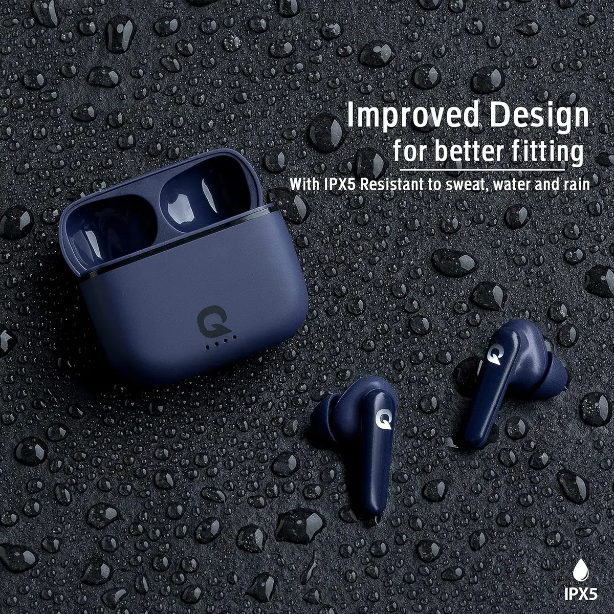 Quantum Sonotrix X True Wireless Earbuds Tws, 6 Hours Playback 42 Hours With Charging Case, Bluetooth 5.0, Ipx5 Sweatproof, Touch Controls, Voice Assistance, Dual Mic, Type-C Fast Charging (Blue) 2