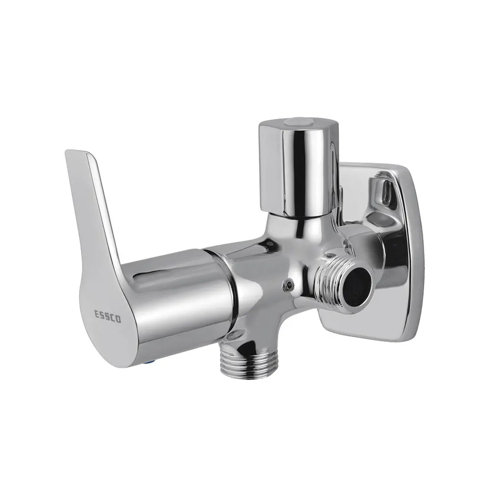 Essco Aspire Chrome Finish 2 Way Angular Stop Cock With Wall Flange, Apr-Chr-101067 1