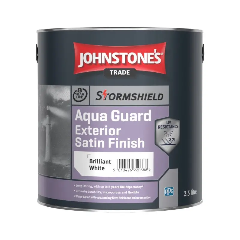 Johnstone's Stormshield Aqua Guard Exterior Satin - Brilliant White 1