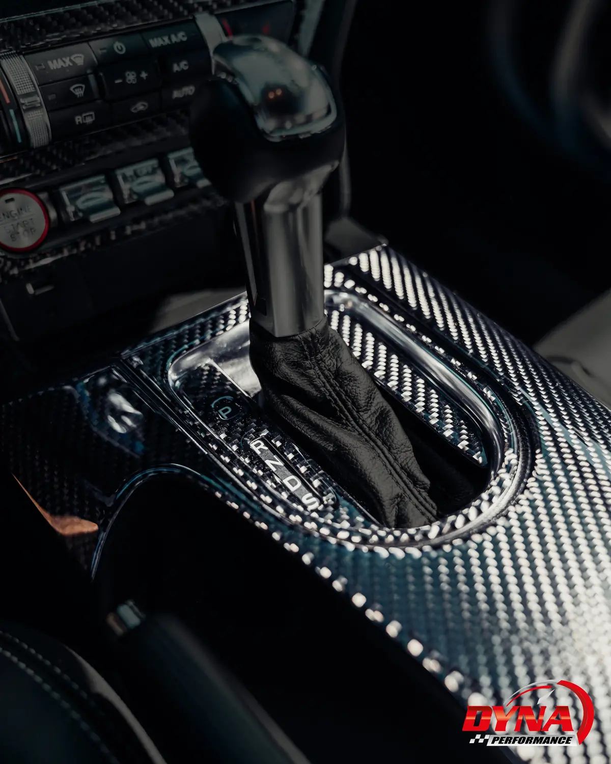 Dynacarbon™️ Carbon Fiber Lhd Full Center Console Trim Overlay For Ford Mustang 2015-2023 1