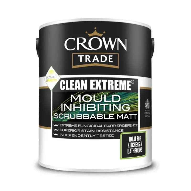 Crown Trade Clean Extreme Mould Inhibiting Scrubbable Matt - Colour Match 1