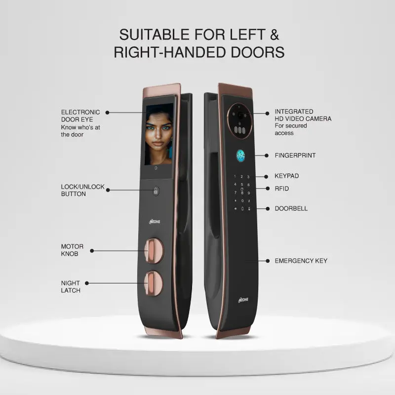 Ozone 3D Facial Recognition Smart Door Lock With 6-Way Access | Door Thickness: 45-120 Mm 1