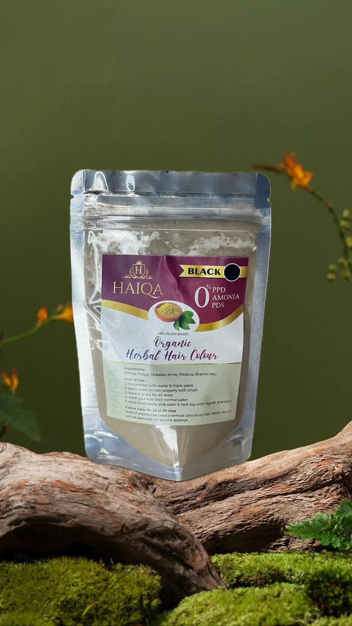 Haiqa 100% Organic Herbal Hair Colour-Black-100Gram 1