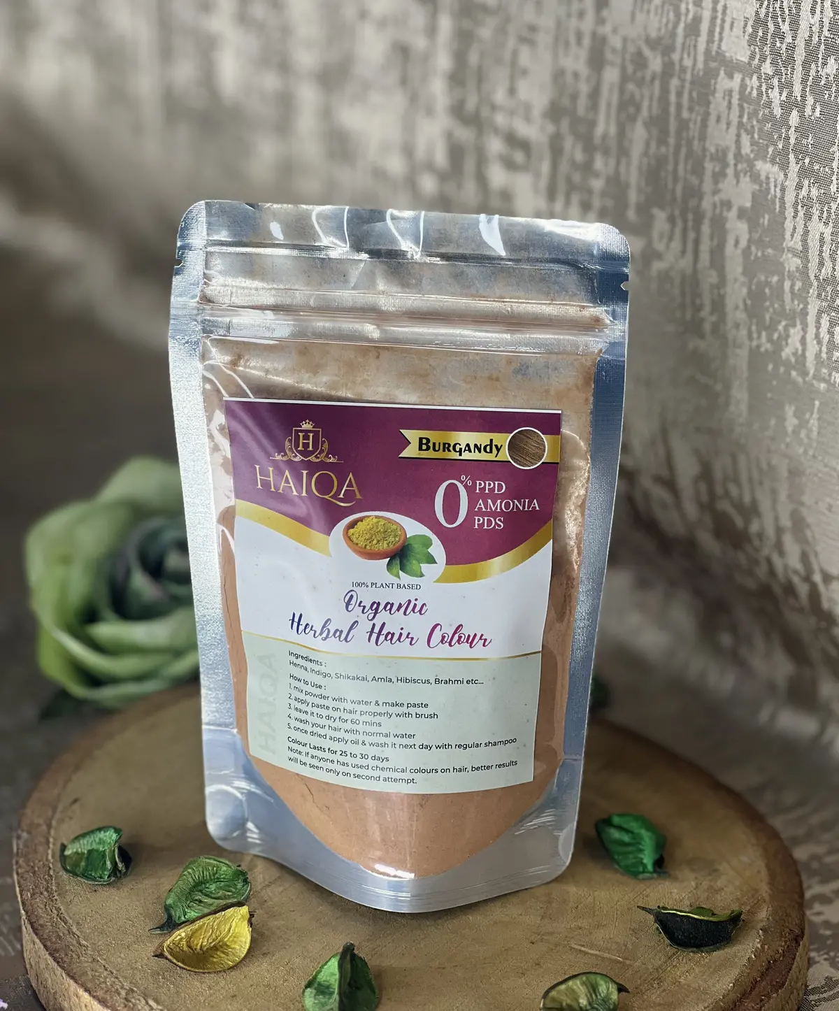 Haiqa 100% Organic Herbal Hair Colour-Burgundy-100Gram 1