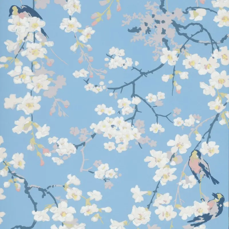 Little Greene Massingberd Blossom Wallpaper Sample - Pale Blue 1