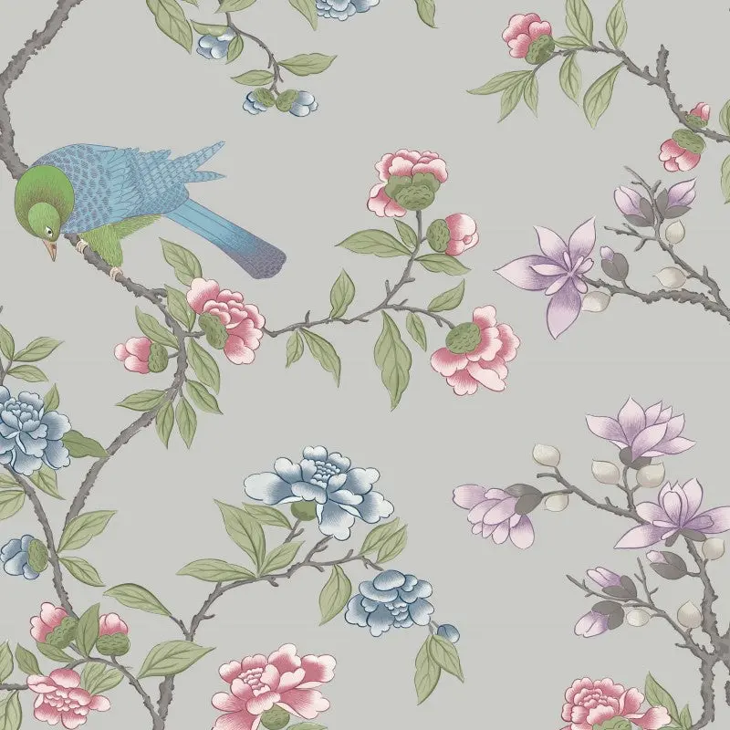 Little Greene Aderyn Wallpaper Sample - French Grey 1