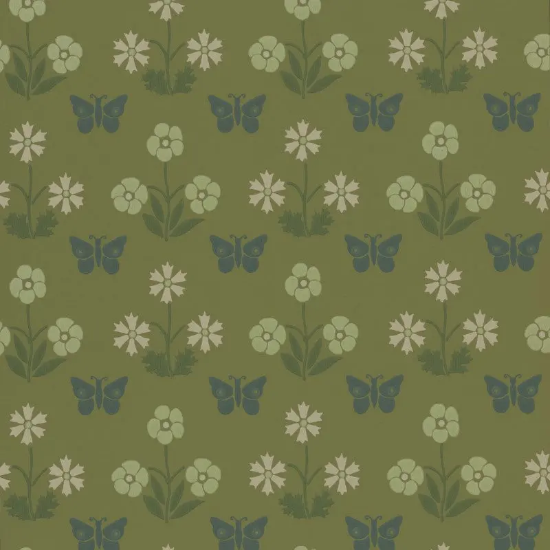 Little Greene Burges Butterfly Wallpaper Sample - Garden 1