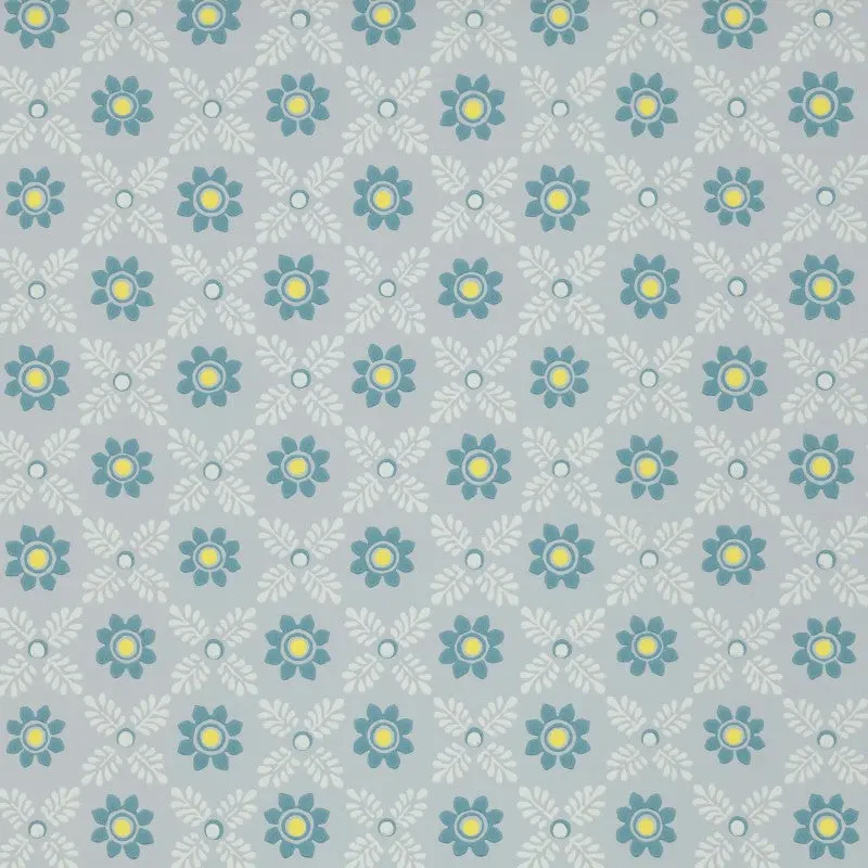 Little Greene Ditsy Block Wallpaper Sample - Bone China Blue 1