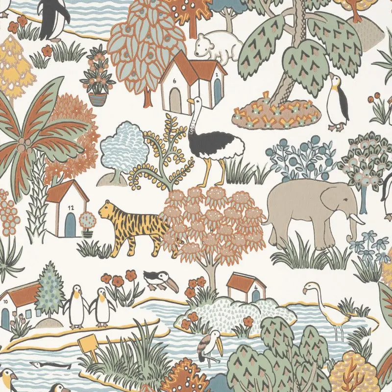 Little Greene Animal Kingdom Wallpaper Sample - Pea 1