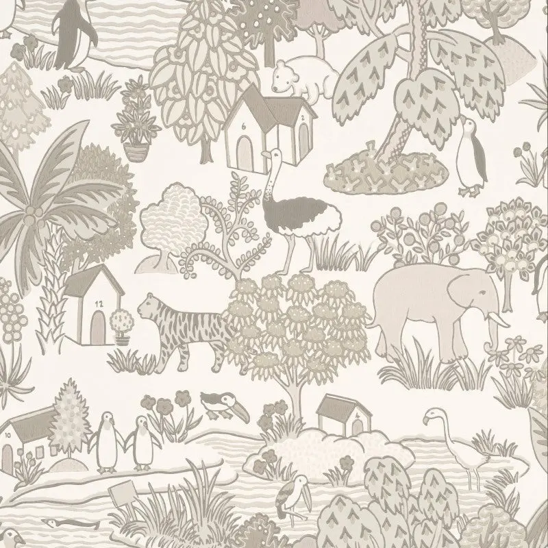 Little Greene Animal Kingdom Wallpaper Sample - Portland Stone 1