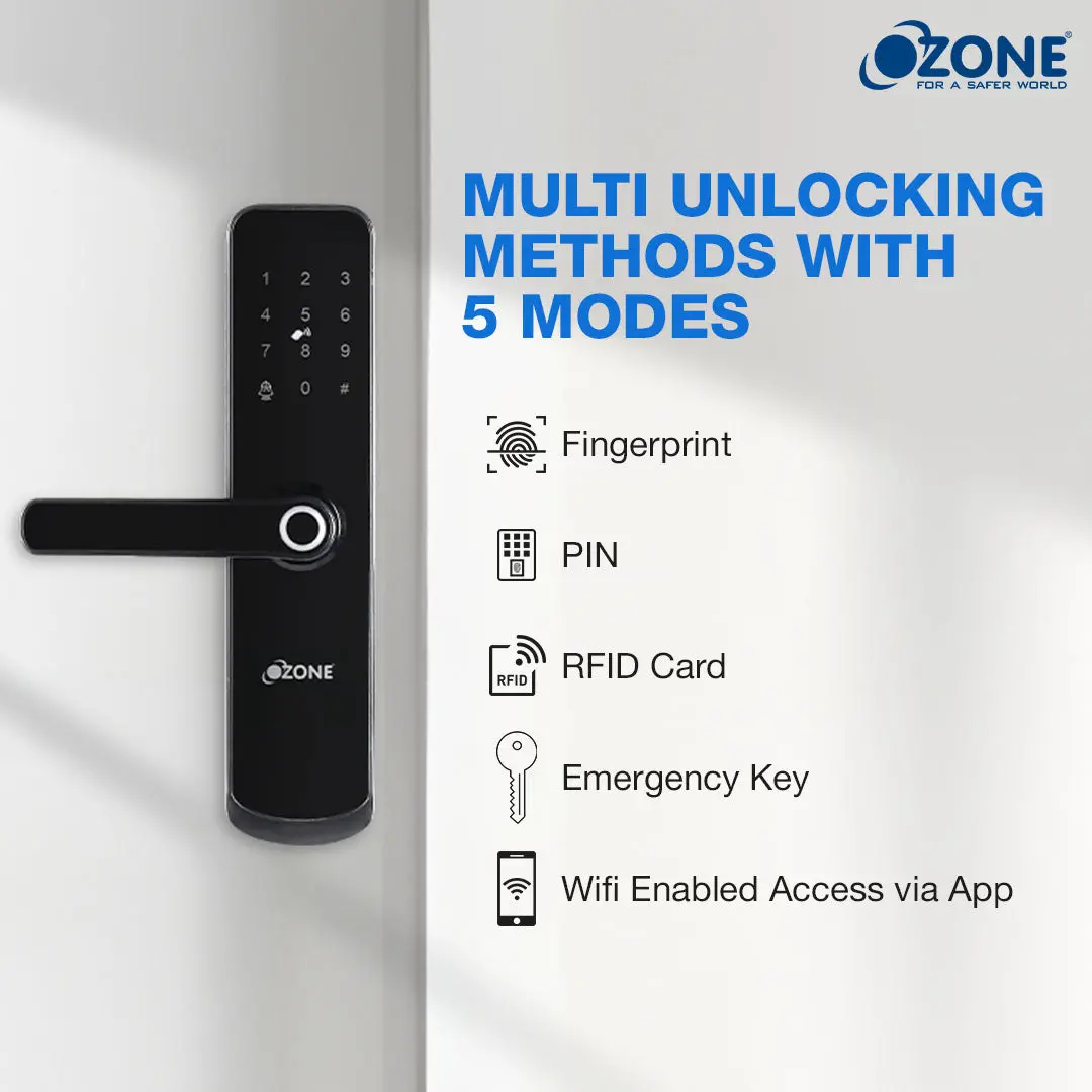 Ozone Morphy Eco Wi-Fi Smart Door Lock With 4-Way Access | Door Thickness: 35-80 Mm 1
