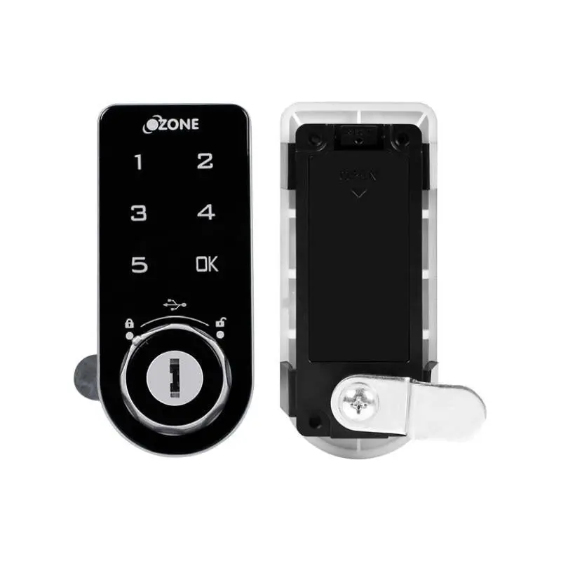 Ozone Rectangular And Handy, Fingerprint And Key Access, Manual Locking System, Smart Furniture Lock (Black) (Password & Key (Verticall)) 1