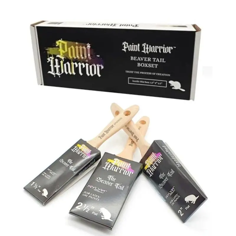 Paint Warrior Beaver Tail Paint Brush Box Set (Pack Of 3) 1