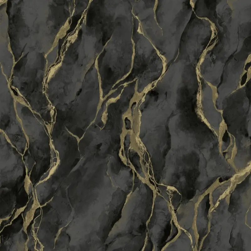 Pandora Marble Effect Wallpaper Black/Gold Sample 1
