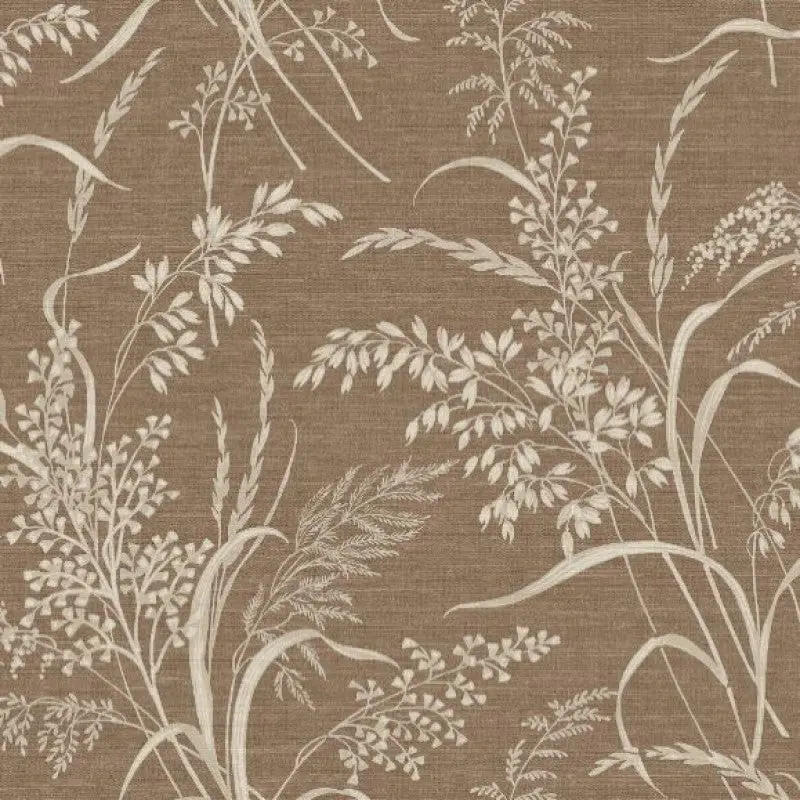 Prairie Botanical Wallpaper - Chocolate Sample 1