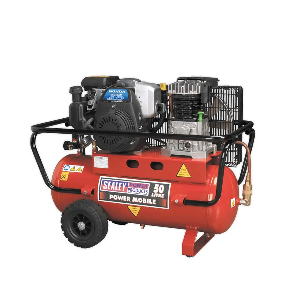 Sealey Sa5040 Compressor 50L Belt Drive Petrol Engine 4Hp 1