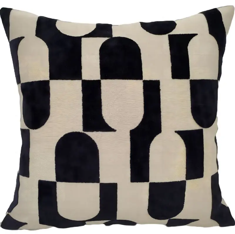Malini Chillpill Black Geometric Cushion 1